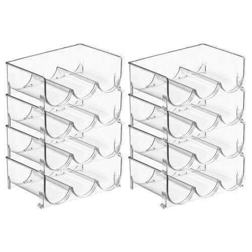 Mdesign Plastic Free-standing Stackable 3 Bottle Storage Rack, 8 Pack In Transparent