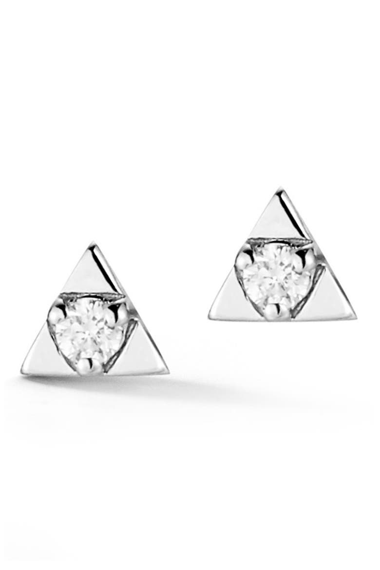Emily Sarah Petite Diamond Triangle Stud Earrings, Main, color, WHITE GOLD