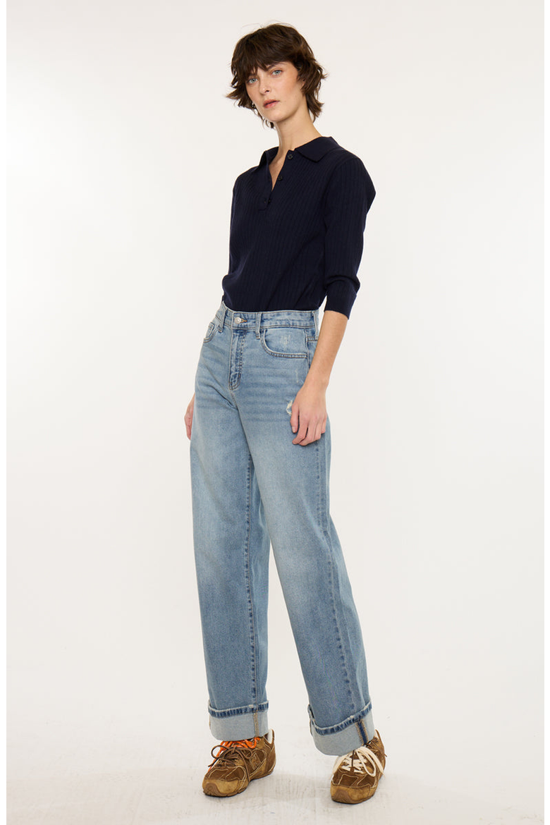 Bellen Essentials High Rise Wide Jeans, Alternate, color, Medium Wash