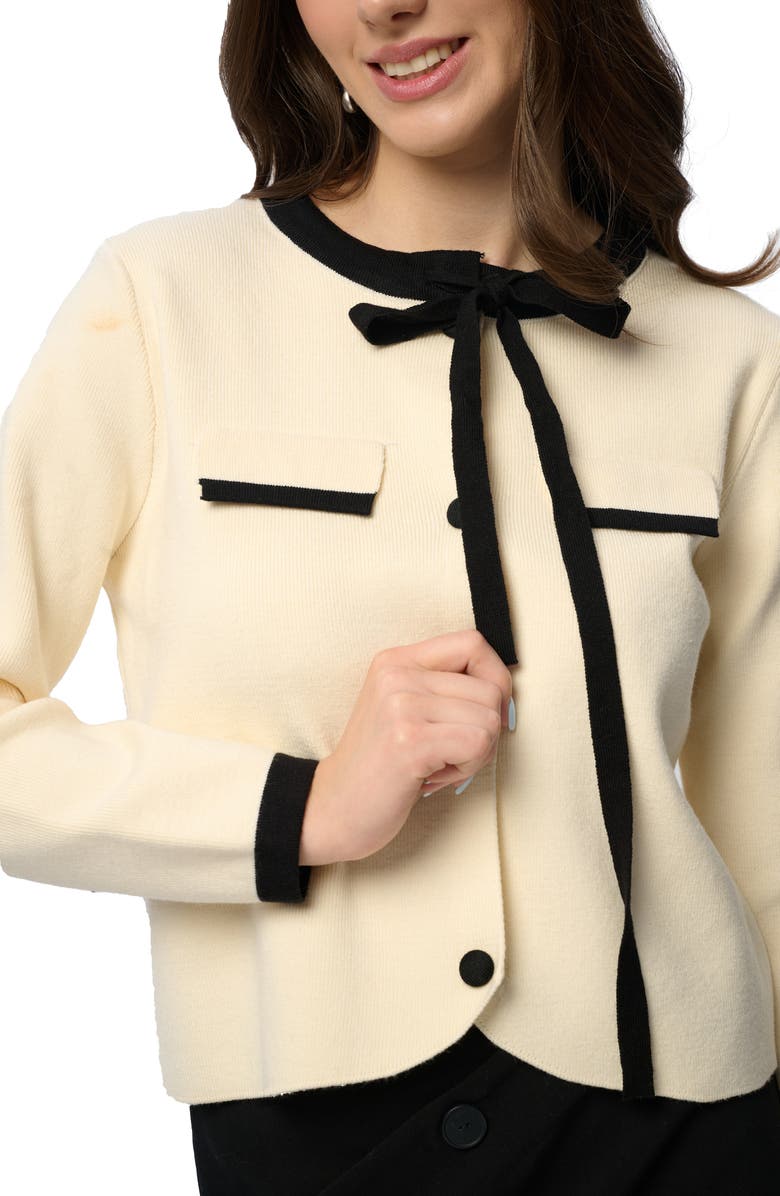 SAACHI Tie Front Cardigan, Alternate, color, Natural