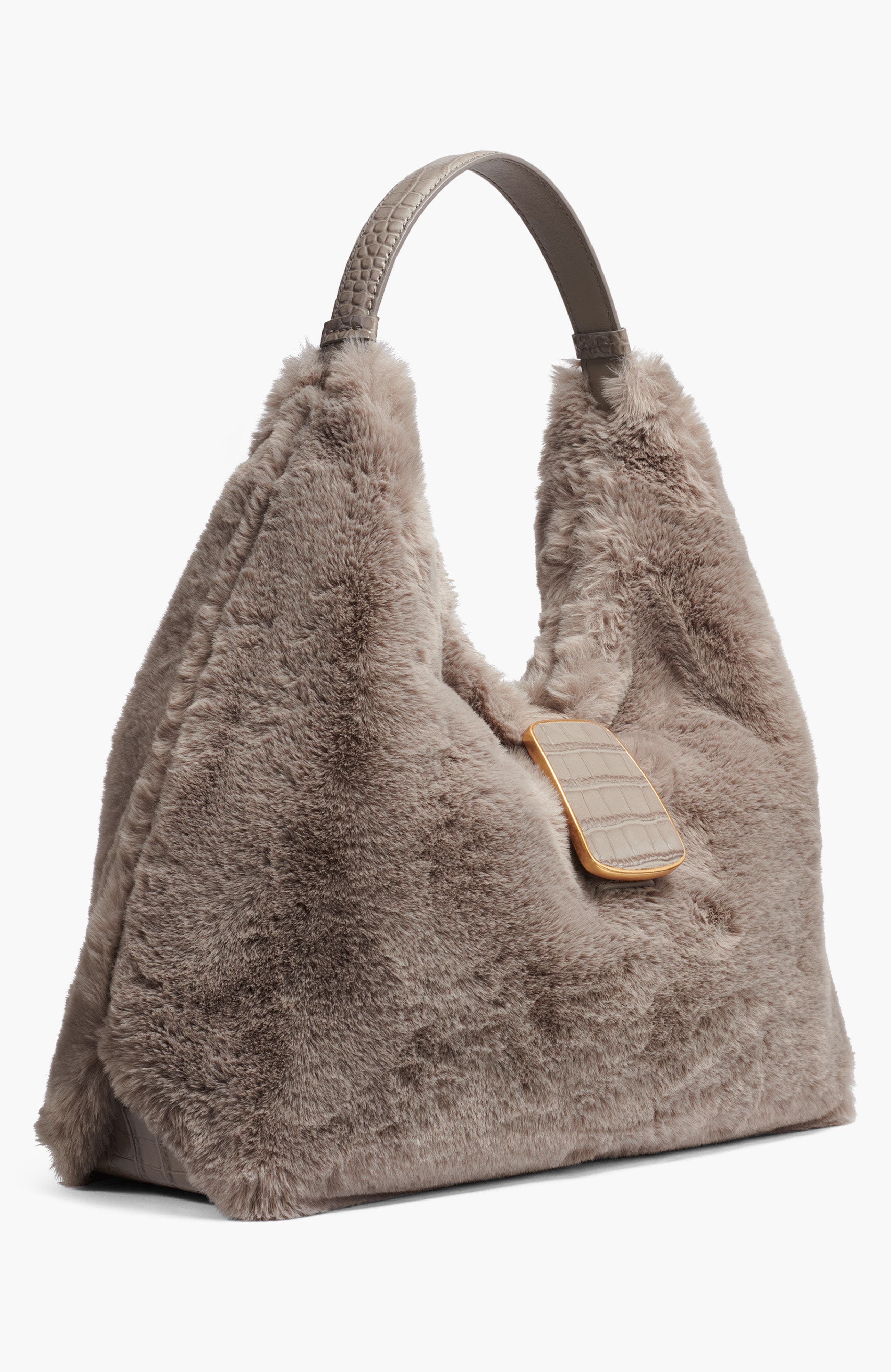 Donna Karan New York Percale Faux Fur Sm Shoulder, Alternate, color, Cloud