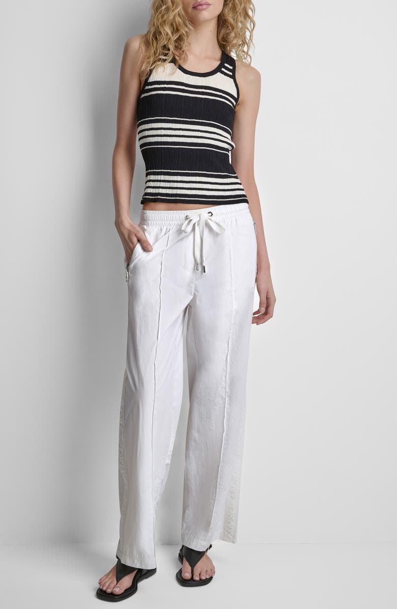 DKNY Front Seam Nylon Straight Leg Pants, Alternate, color, White