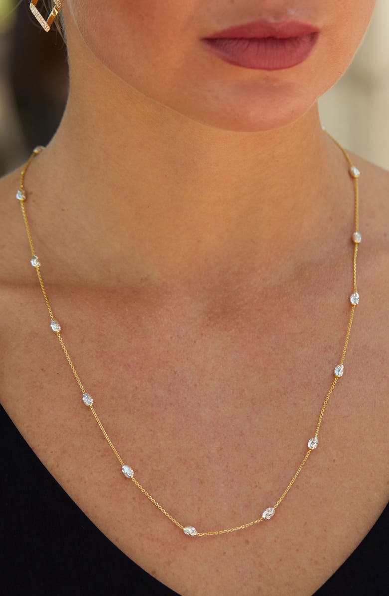 SAVVY CIE JEWELS Two-Tone Station Chain Necklace, Alternate, color,