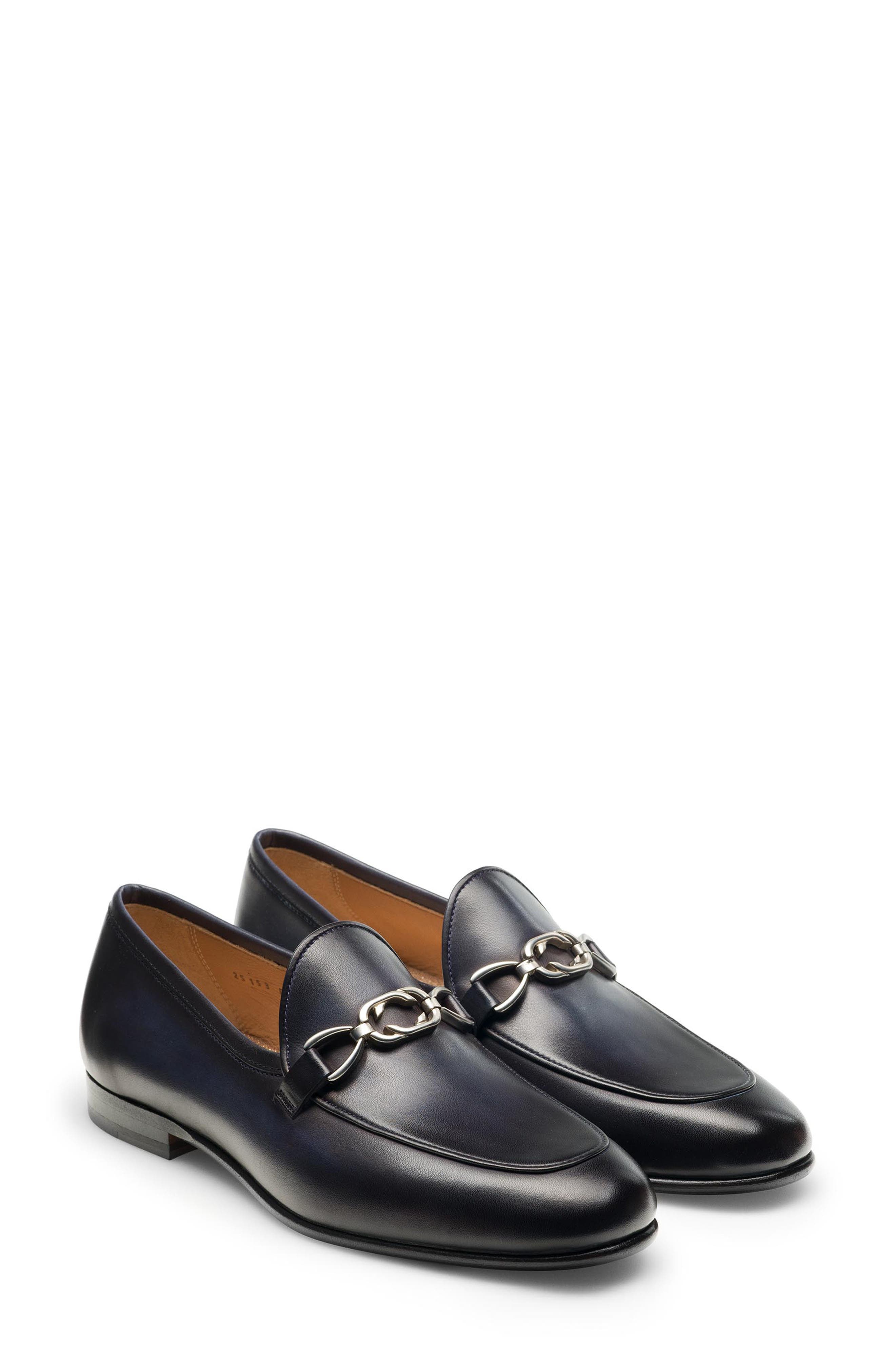 Magnanni Mina Chain Bit Loafer, Main, color, Navy