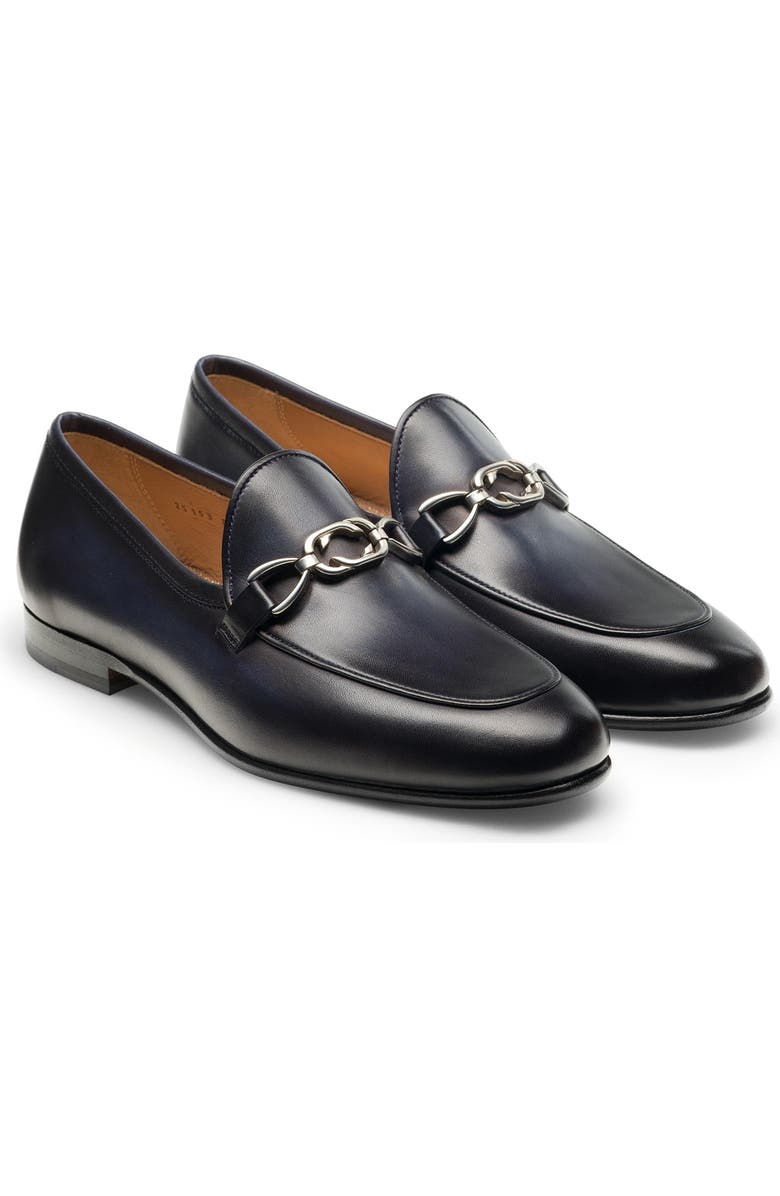 Magnanni Mina Chain Bit Loafer, Main, color, Navy