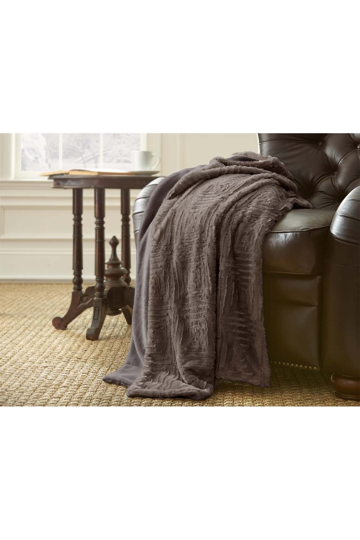 Modern Threads Luxury Faux Fur Throw - Dark Gray | Nordstromrack