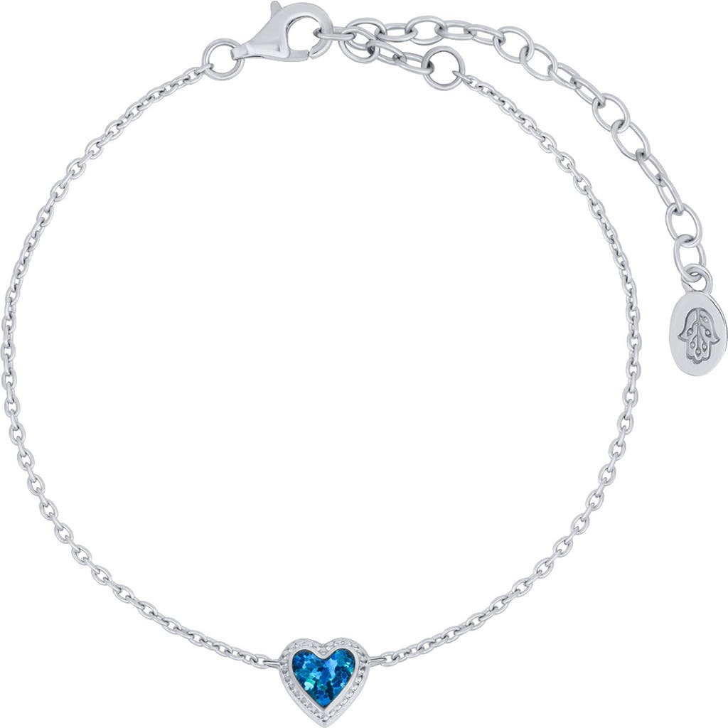Karma And Luck Ocean's Wisdom Lab Blue Opal Heart Silver Bracelet In Multi