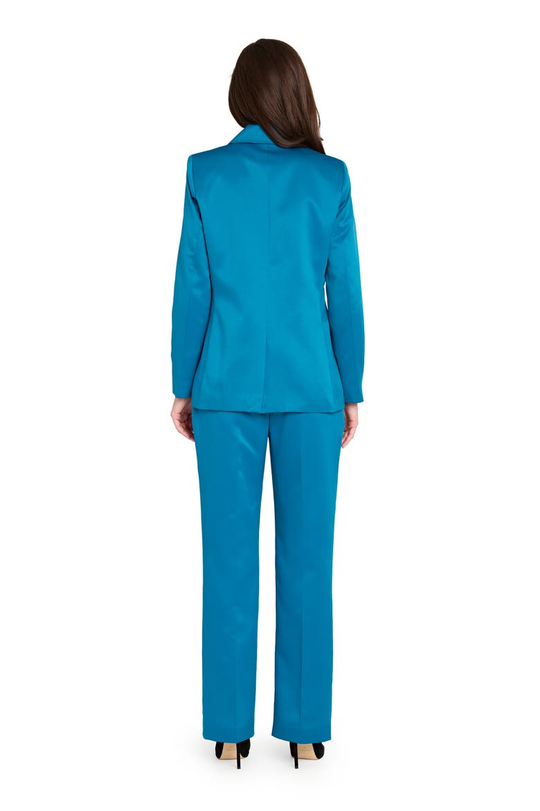 Double Breasted Satin Blazer, Alternate, color, OCEAN TEAL
