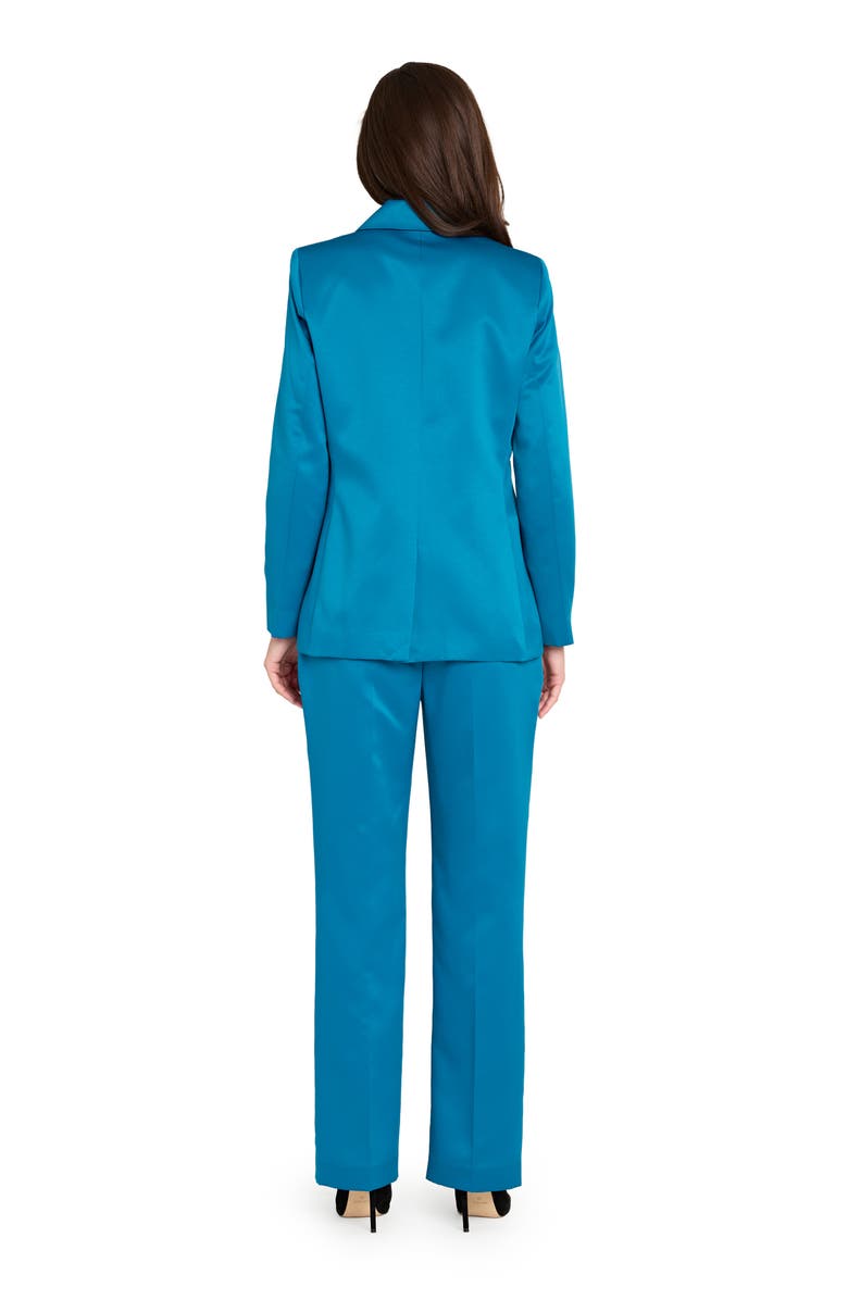 Tahari ASL Double Breasted Satin Blazer, Alternate, color, Ocean Teal