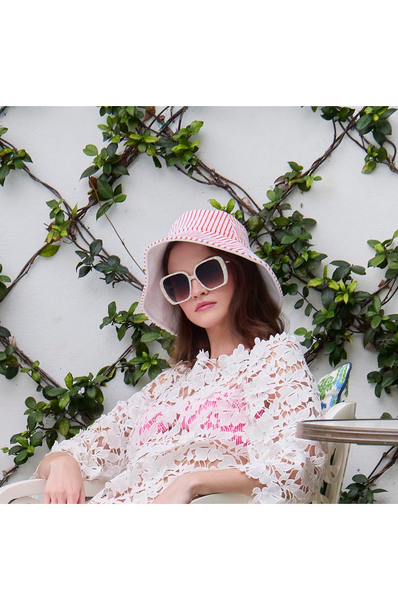 Lele Sadoughi Reversible Terry Long Brim Bucket Hat, Alternate, color, Creamsicle