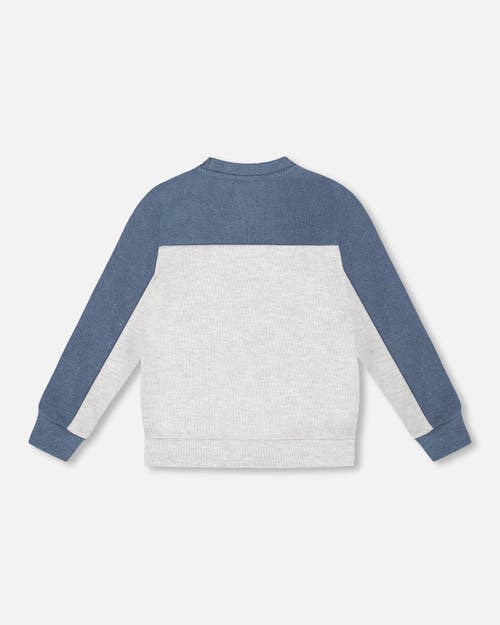 Deux Par Deux Long Sleeve Super Soft Brushed Jersey Top Color Block In Gray