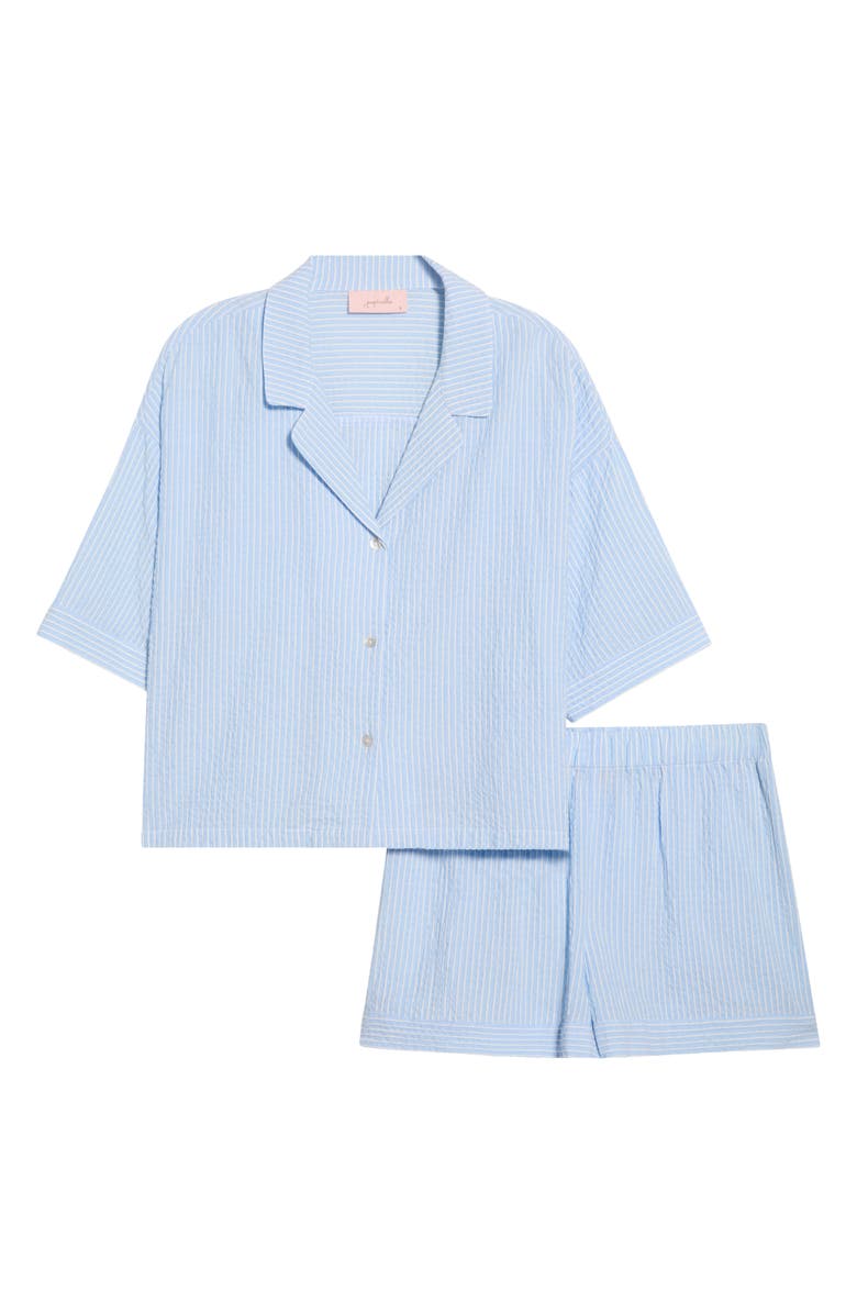Papinelle Sabring Stripe Boxer Pajamas, Alternate, color, Blue Bell White Stripe