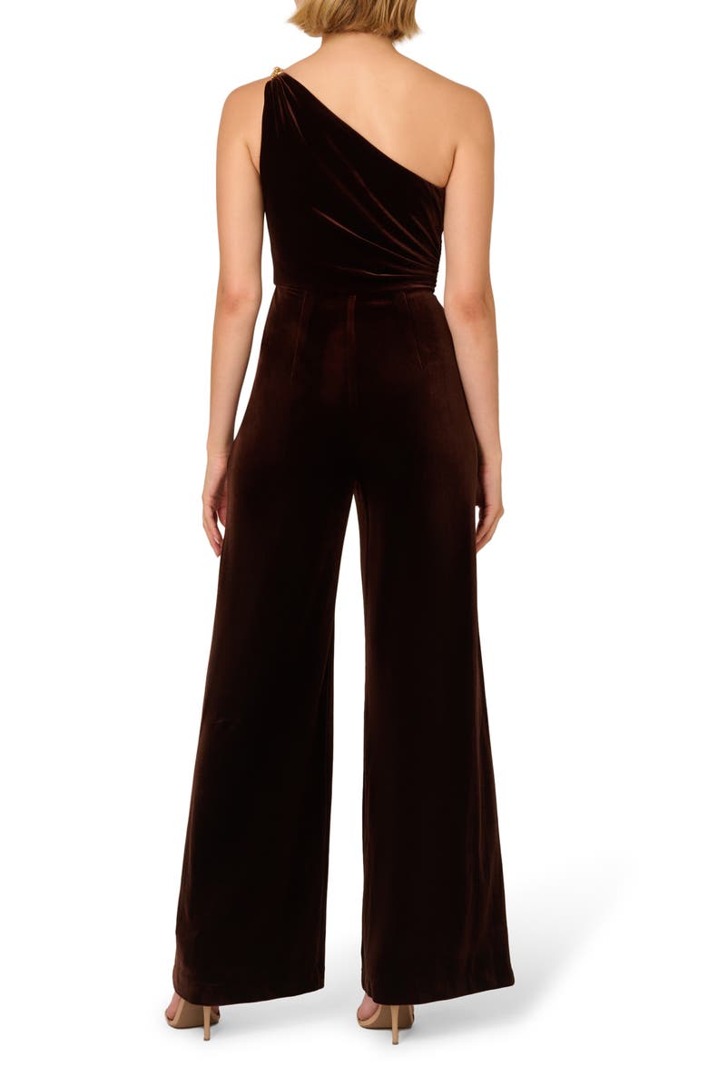 Adrianna Papell One-Shoulder Velvet Jumpsuit, Alternate, color, 
