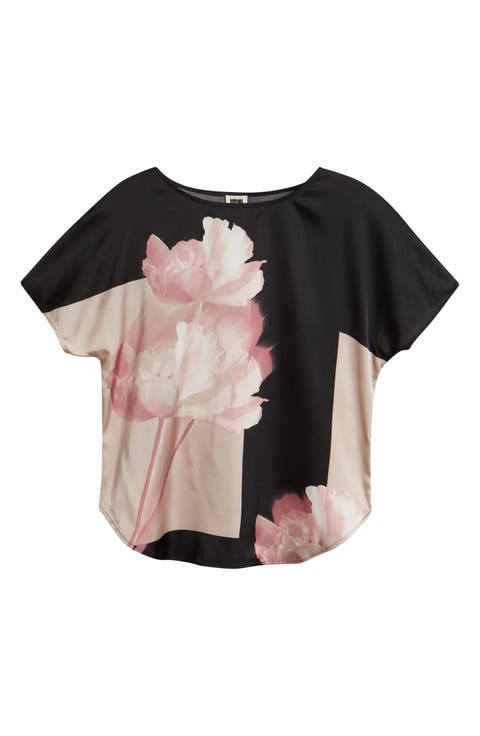 Bateau Neck Satin Top (Regular & Petite)