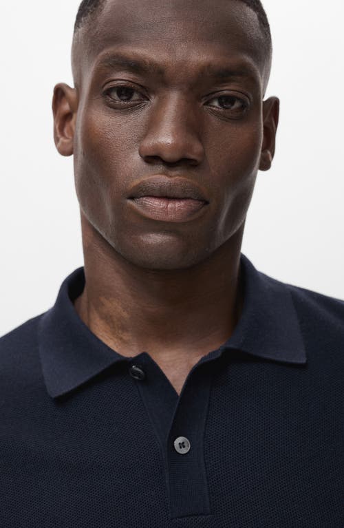 Mango Men's Micro-structured Cotton Polo Shirt In Blue