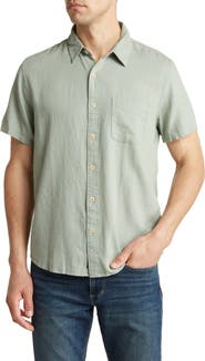 Lucky Brand San Gabriel Short Sleeve Linen Blend Button-Up Shirt
