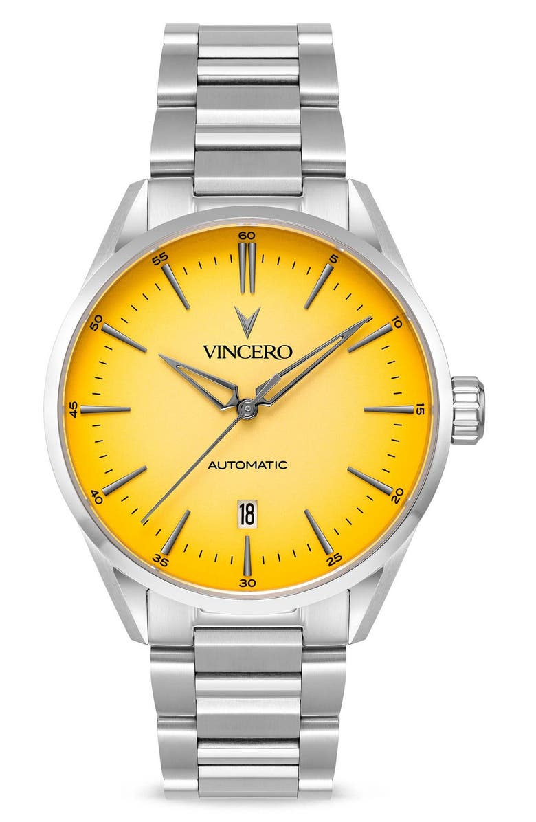 Vincero Icon Automatic Bracelet Watch, 41mm, Main, color, Yellow Eclipse