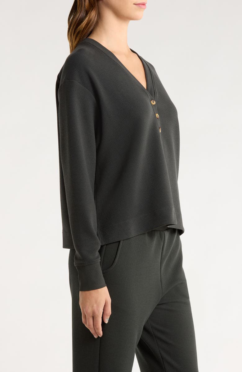 Free Fly V-Neck Waffle Henley, Alternate, color, Black Sand