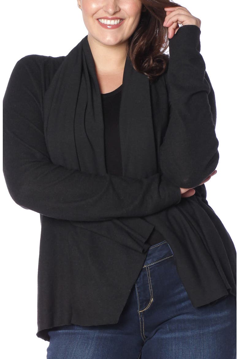 Draped Open Cardigan, Main, color, BLACK
