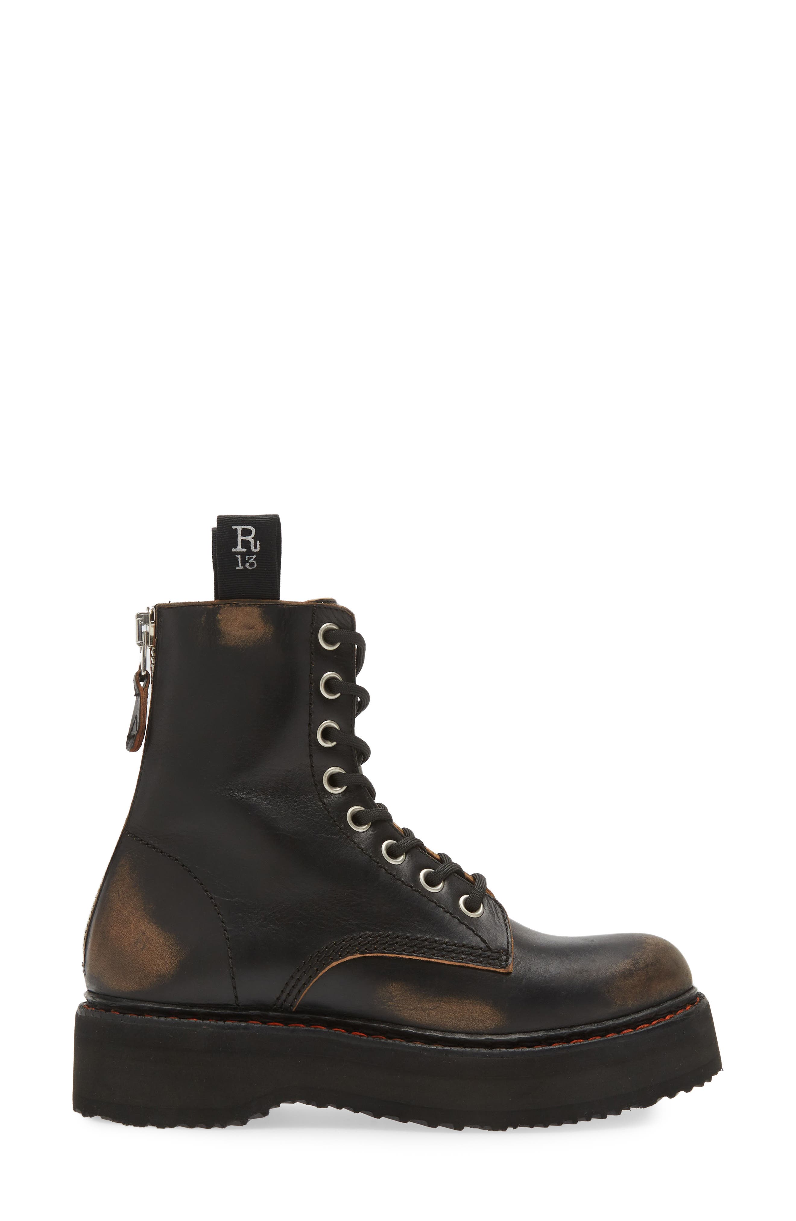 R13 Platform Combat Boot, Alternate, color, Black