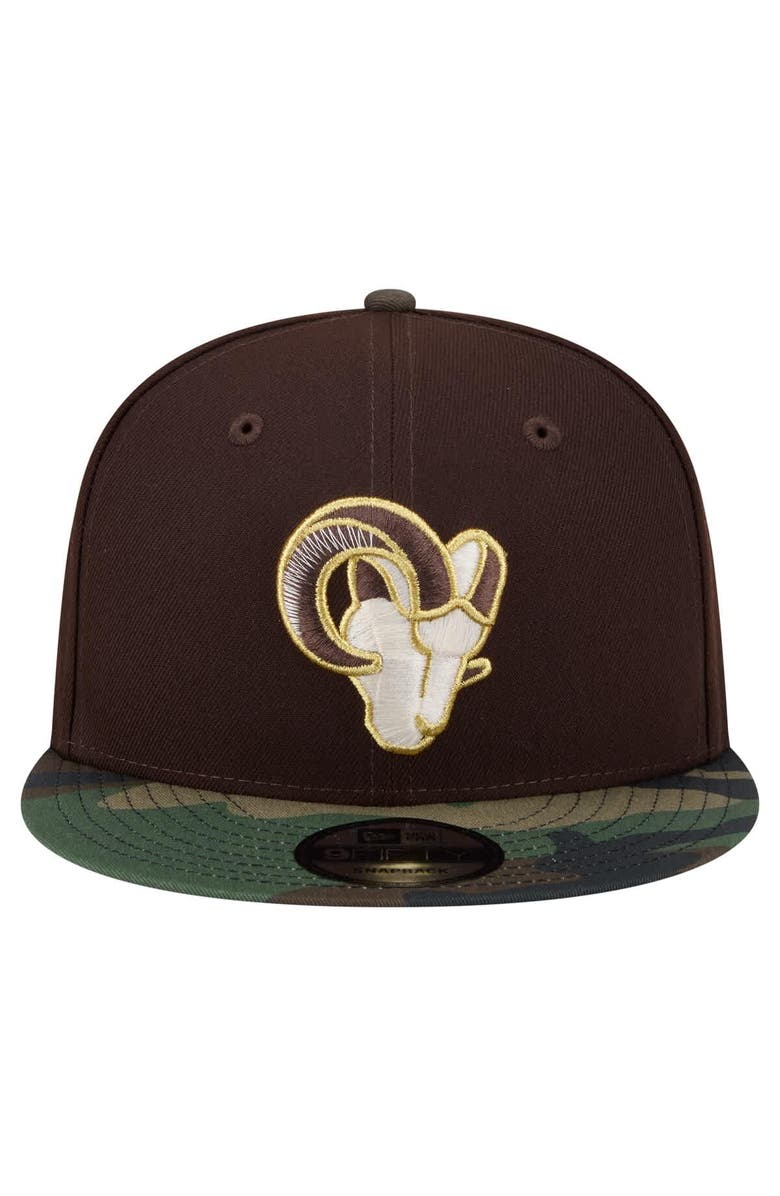 New Era Men's New Era  Dark Brown Los Angeles Rams Burnt Wood Camo 9FIFTY Snapback Hat, Alternate, color, Dark Brown