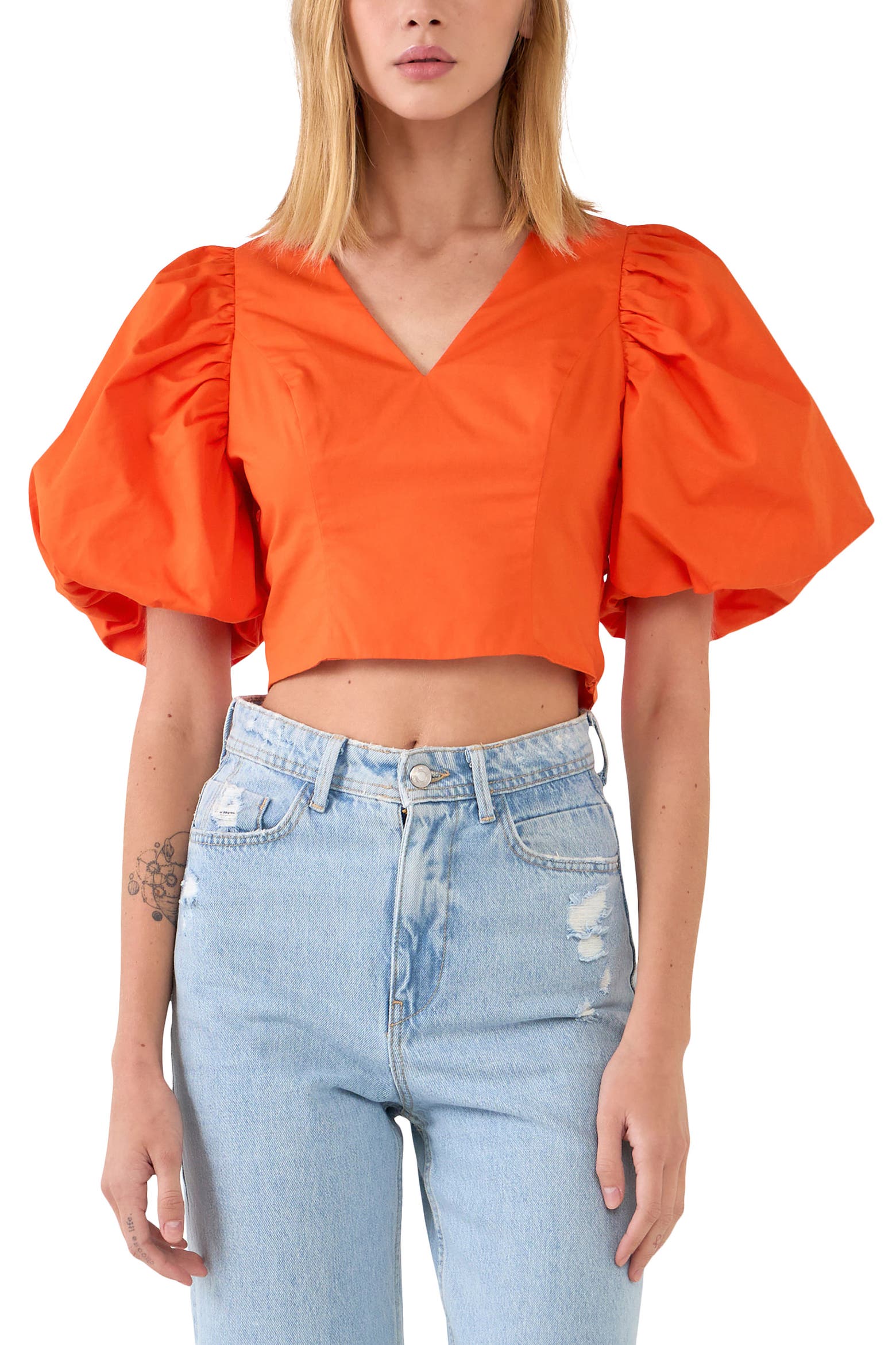 V.b. Rose Frame Endless Rose Tie Back Puff Sleeve Top (Women) | Nordstrom