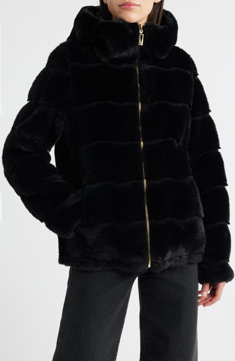 Via Spiga Faux Fur Jacket, Alternate, color, Black
