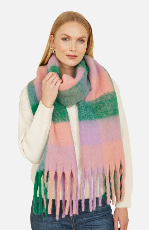 Check Soft Tassel Scarf