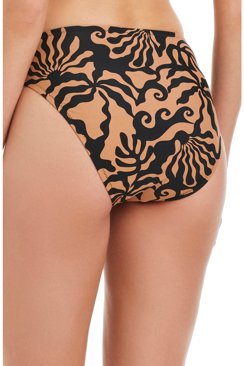 Printed High Waist Bikini Bottoms, Alternate, color, BLACK