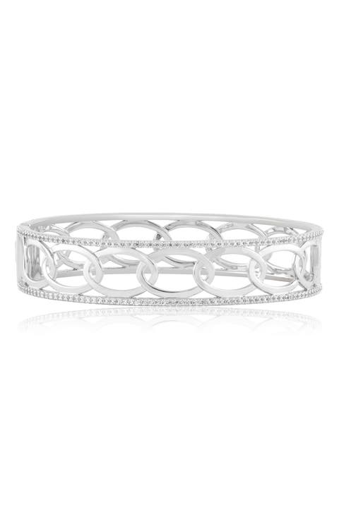 Oval Cubic Zirconia Border Bangle