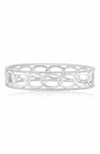 Oval Cubic Zirconia Border Bangle