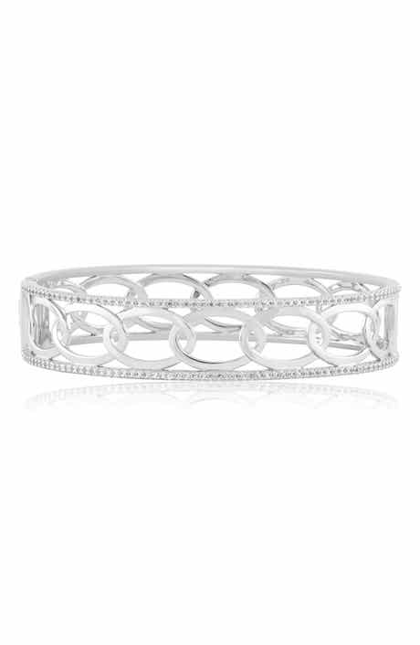 Oval Cubic Zirconia Border Bangle