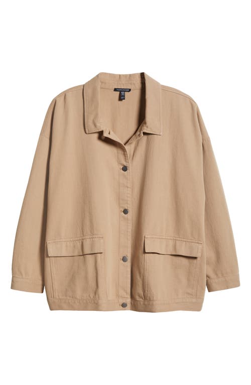 Eileen Fisher Classic Collar Organic Cotton Jacket In Biscuit