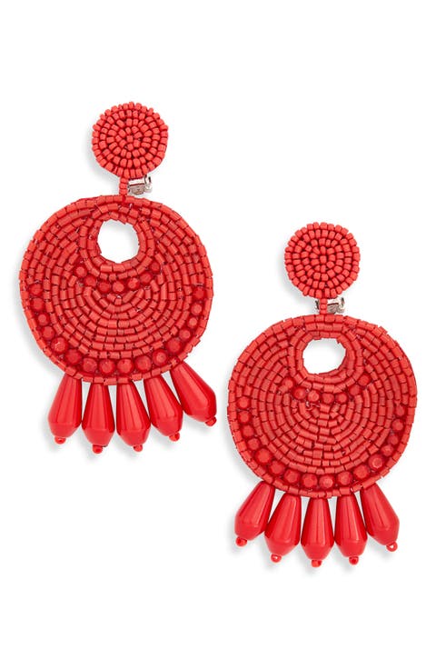 Beaded Drop Clip-On Earrings