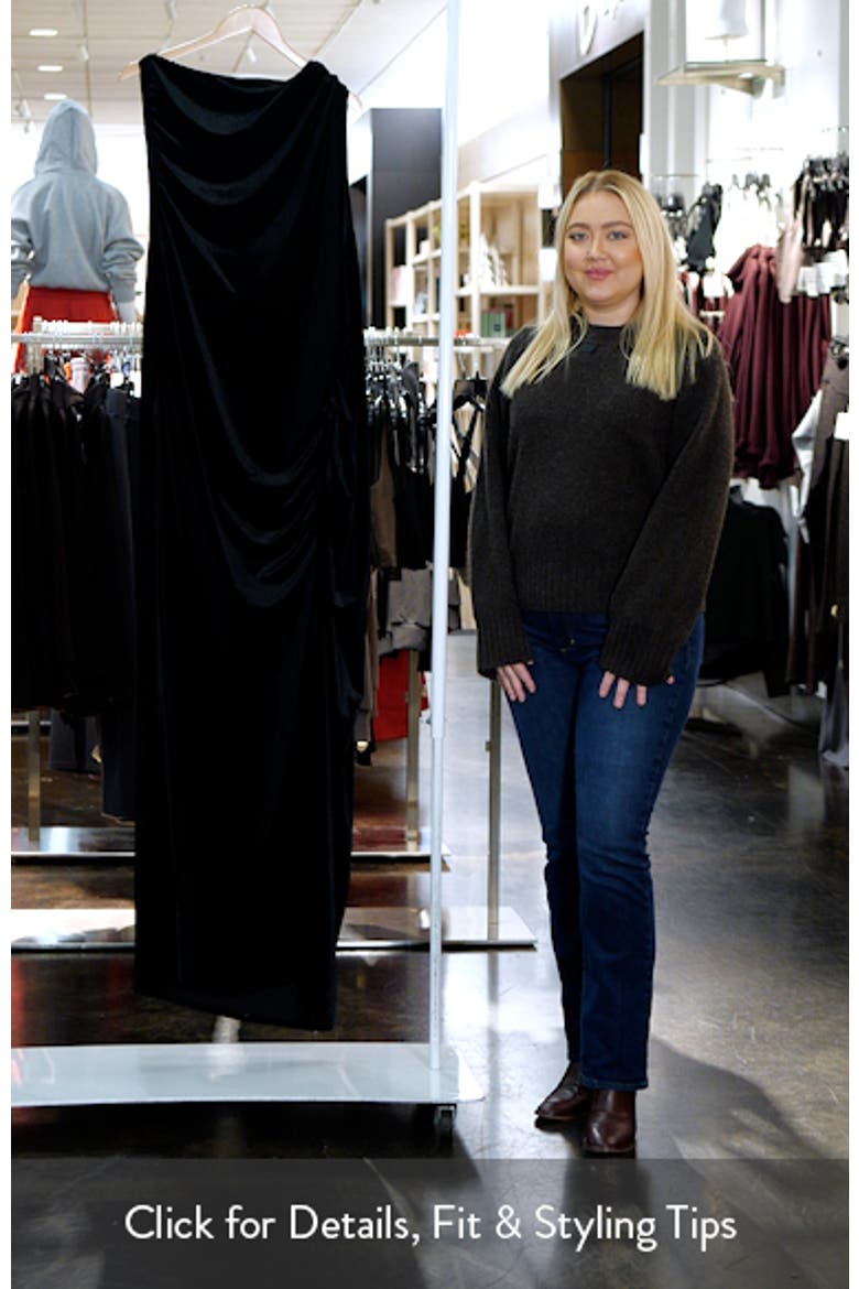 Ruched Velvet High Neck Maxi Dress video