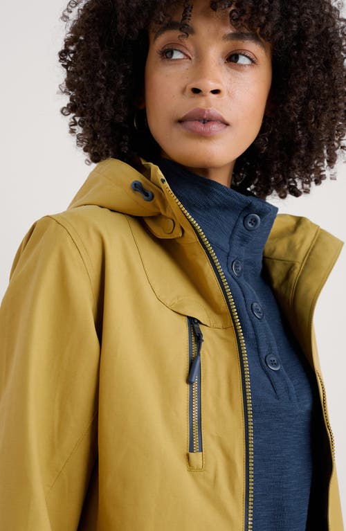 Seasalt Cornwall Coverback Waterproof Organic Cotton Raincoat With Removable Hood In Pear
