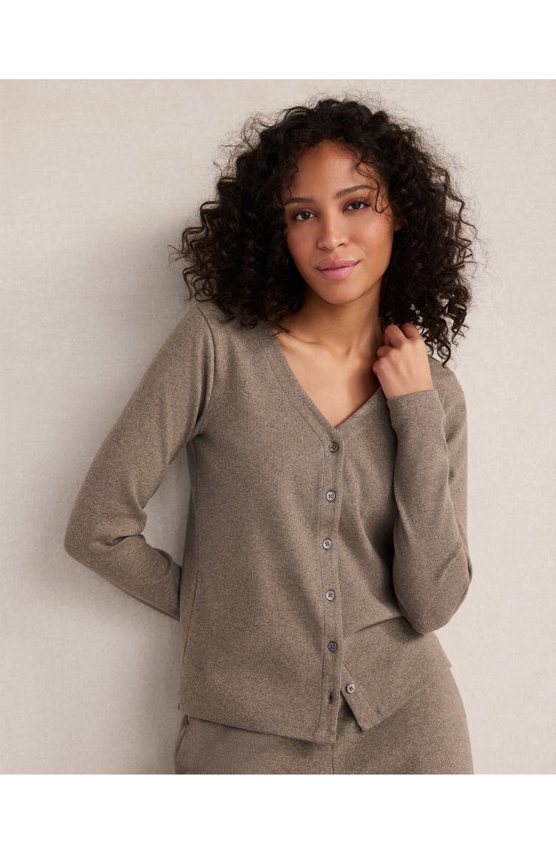 Haven Well Within Organic Cotton Rib Knit Cardigan, Main, color, Slate Brown Hthr
