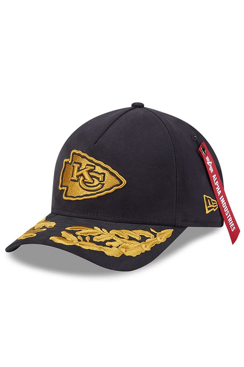 Men's New Era x Alpha Industries  Black Kansas City Chiefs A-Frame 9FORTY Adjustable Hat, Main, color, Black