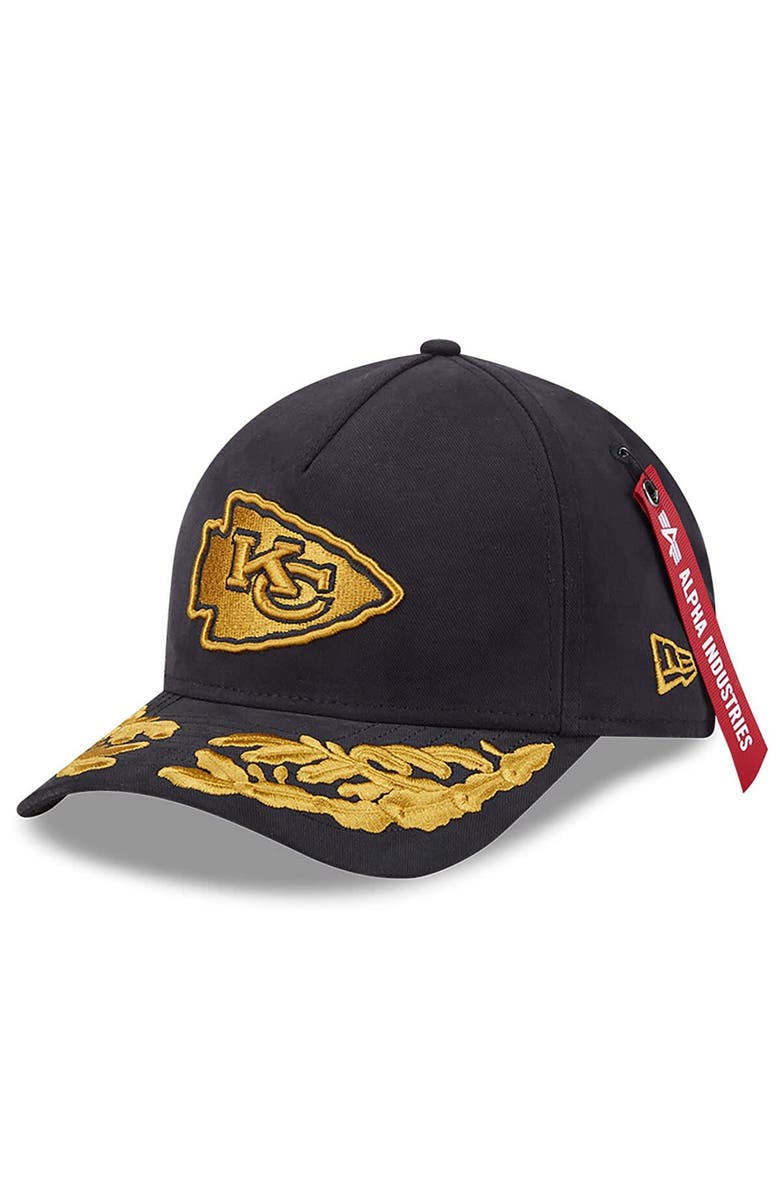 New Era x Alpha Industries Men's New Era x Alpha Industries  Black Kansas City Chiefs A-Frame 9FORTY Adjustable Hat, Main, color, Black