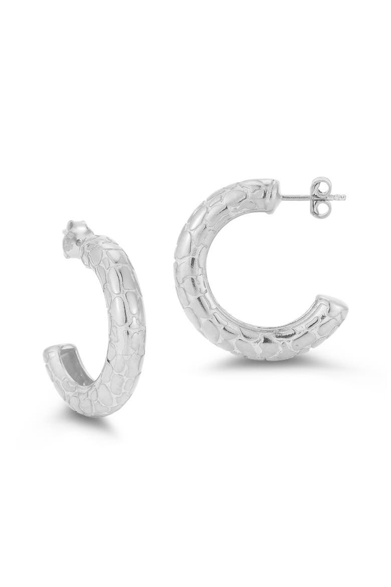 Textured Hoop Earrings, Main, color, SILVER