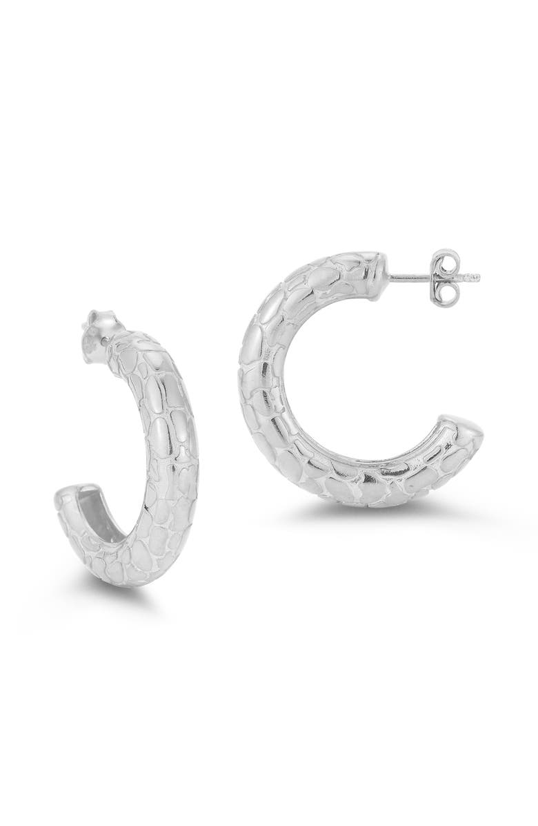 CHLOE AND MADISON Textured Hoop Earrings, Main, color, Silver