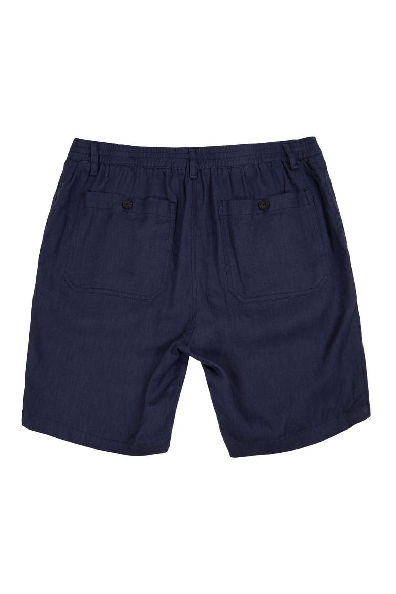 Solid Linen Drawstring Short, Alternate, color, NAVY