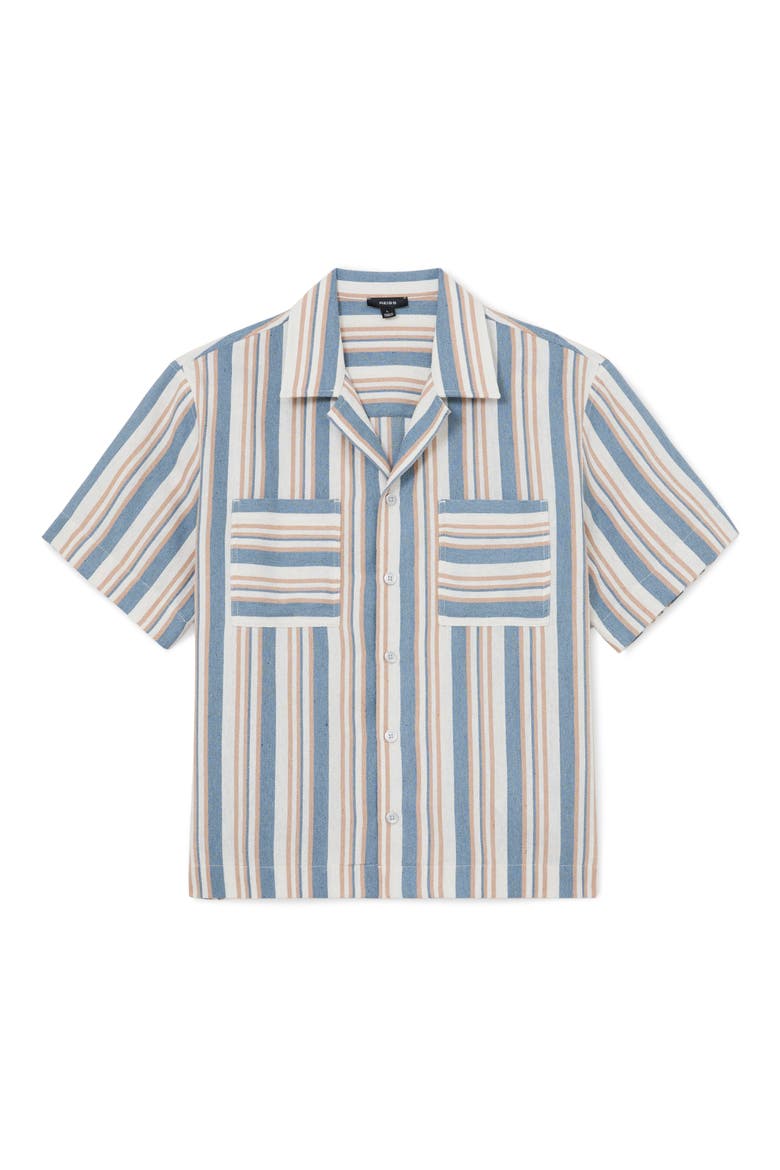 Celeste Striped Camp Shirt, Alternate, color, BLUE/ ECRU
