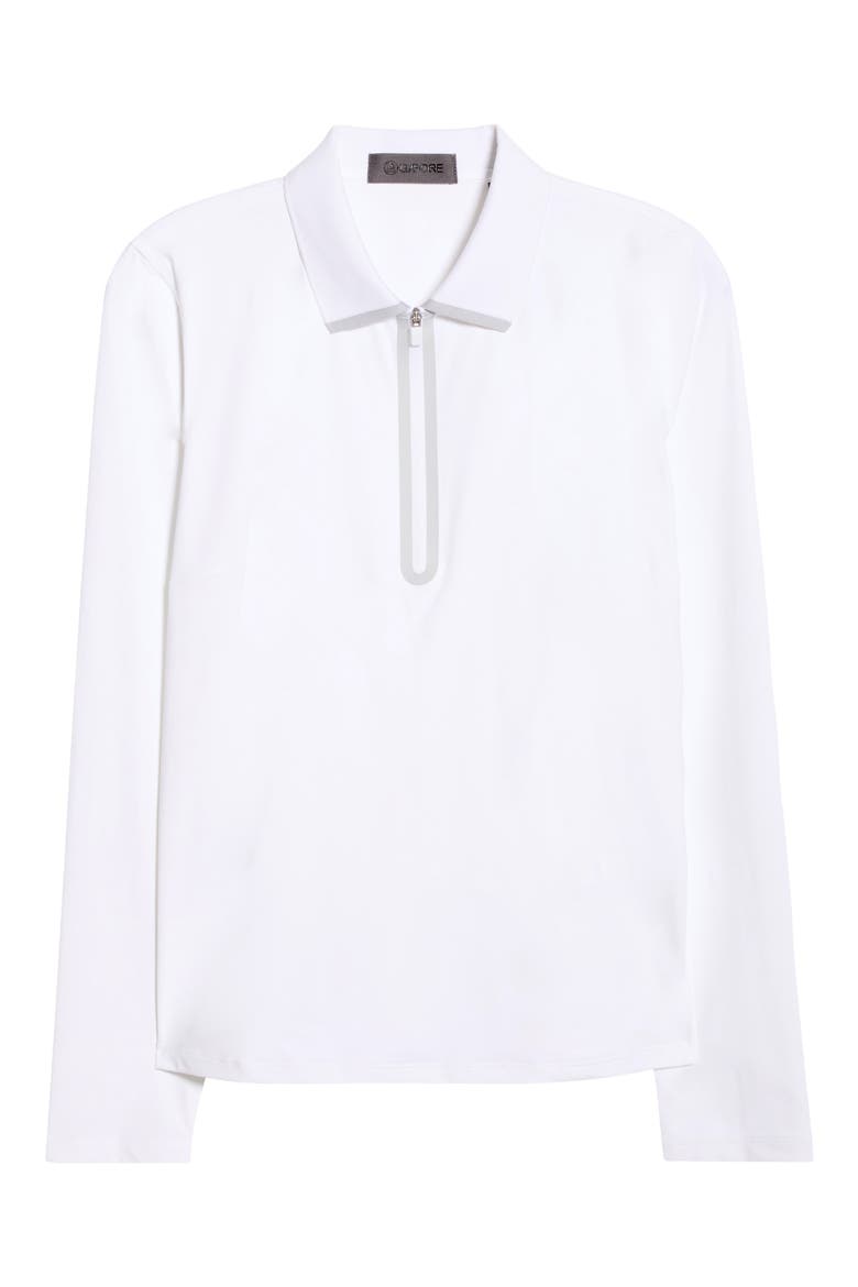 Silky Tech Nylon Long Sleeve Golf Polo, Alternate, color, SNOW