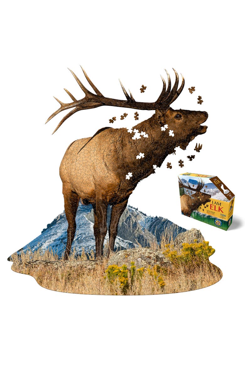 Puzzles I Am Elk 1000 Pieces Animal Shaped Jigsaw Puzzle, Alternate, color, Multicolored