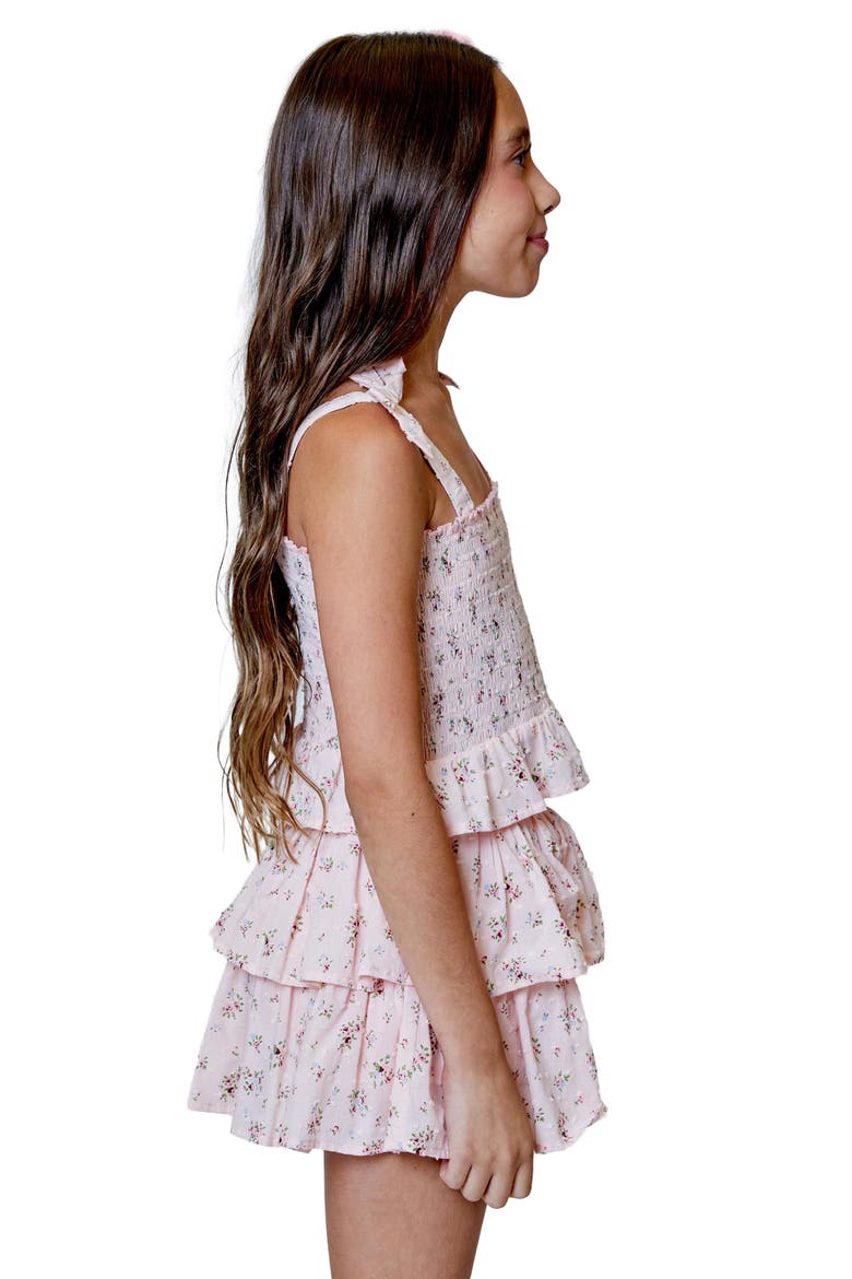 Kids' Smocked Tank & Tiered Skirt Set, Alternate, color, PINK