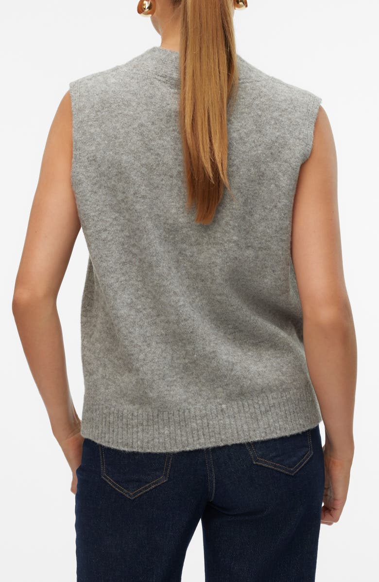 VERO MODA Clio V-Neck Button Front Vest, Alternate, color, Medium Grey Melange