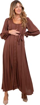 PinkBlush Lace Detail Button Down Maxi Dress