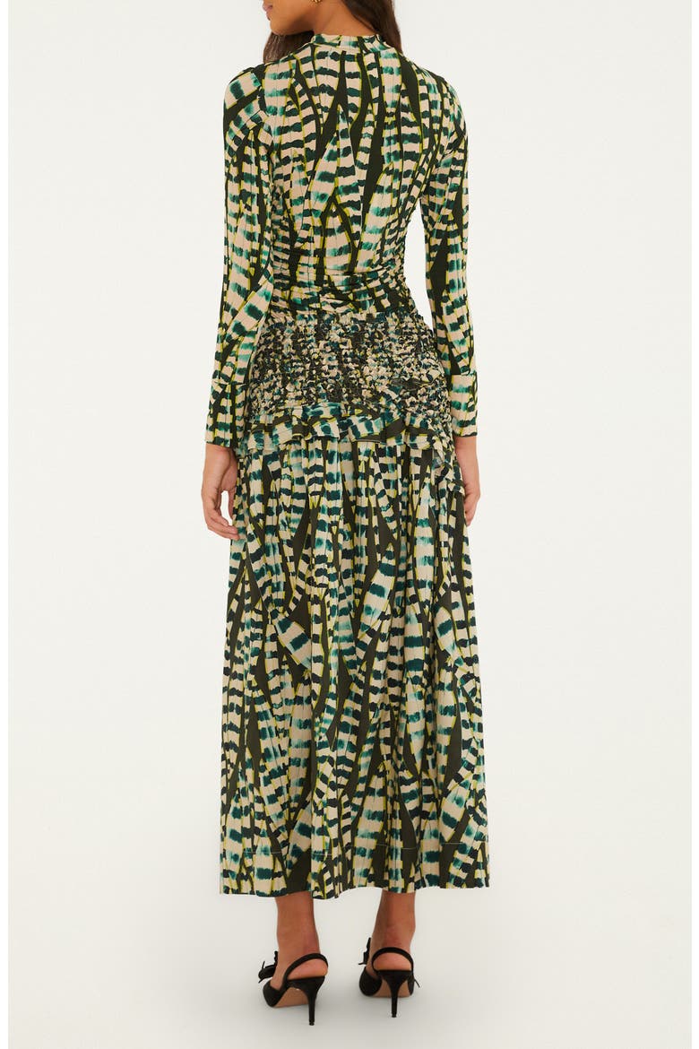 Striped Leaves Cotton Midi Skirt, Alternate, color, STRIPED LEAVES MOSS