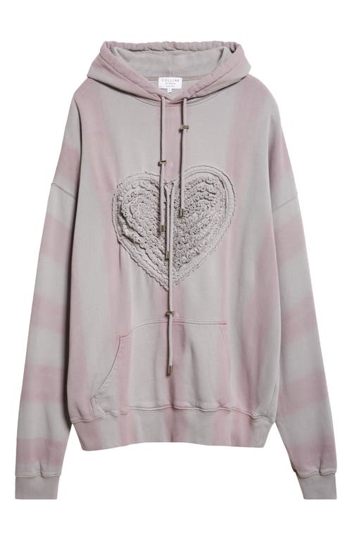 Collina Strada Soft Heart Oversize Fleece Hoodie In Gray